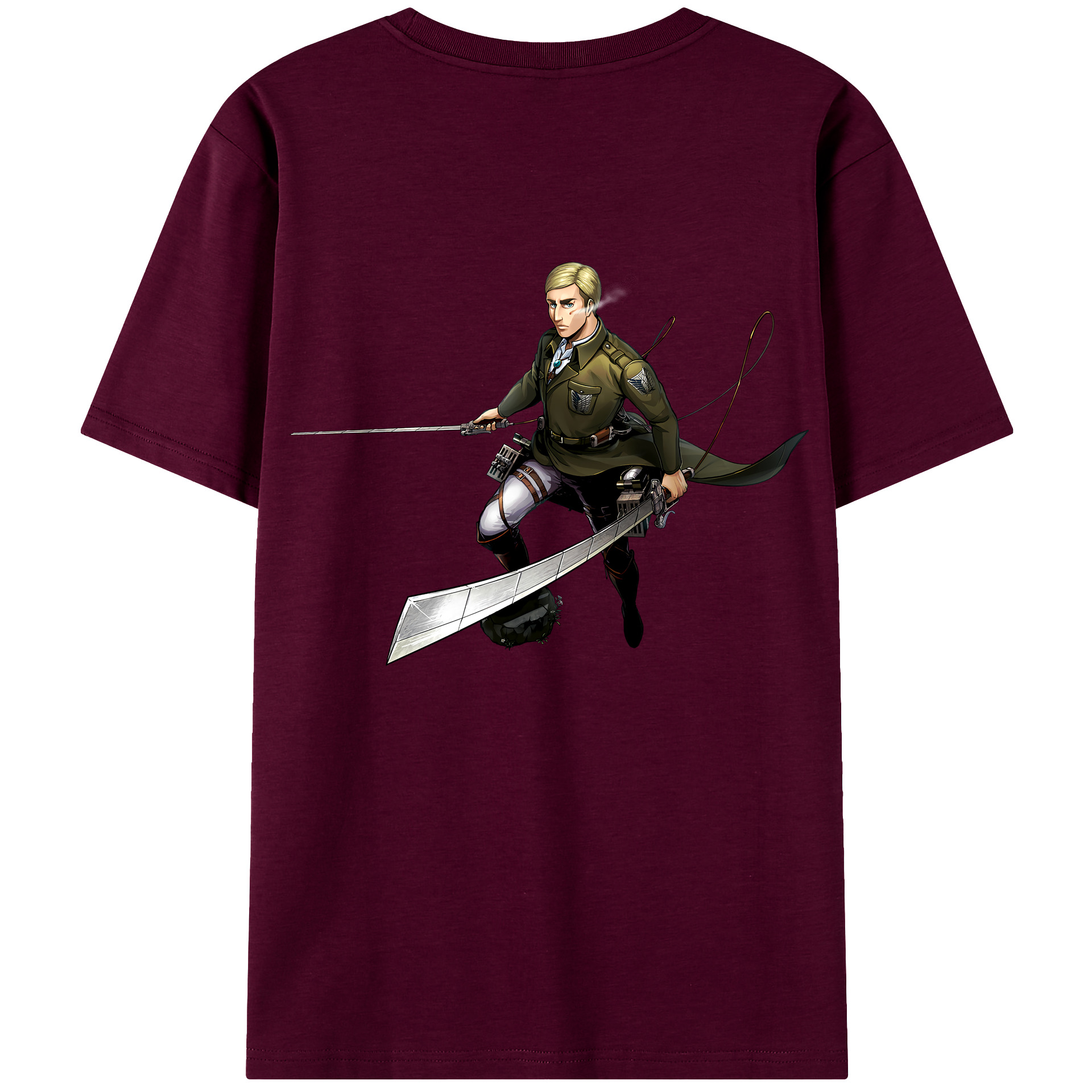（画像用） 進撃の巨人 エルヴィン・スミス Attack on Titan Erwin Smith レディース半袖Tシャツ(バックプリント)